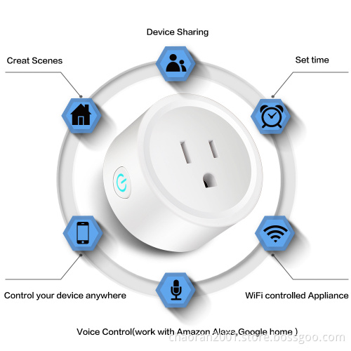 Mini Smart Wifi Plug Socket Wireless Outlet Enable Amazon Alexa Google Home Mobile App 220V US Smart Plug